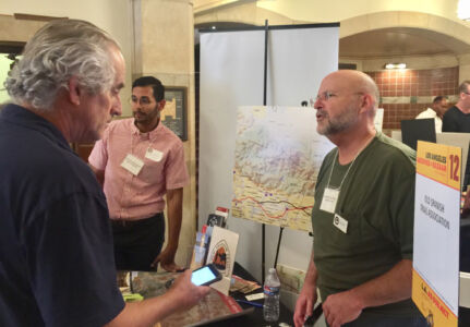 At-Large OSTA Board member introduces the trail at a recent event in Los Angeles. Photo by Lenny Trujillo. California